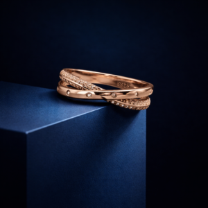 Rose Gold CZ Silver Ring