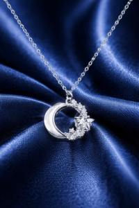 Celestial Moon & Star Silver Pendant