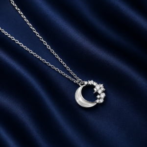 Celestial Moon & Star Silver Pendant