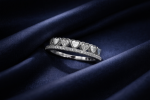 Crown Heart Silver Ring