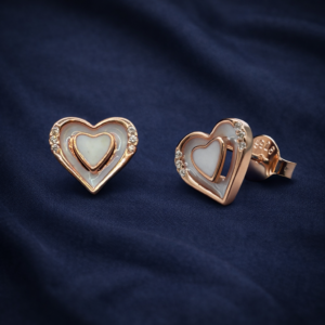 Rose Gold Heart Stud Earrings