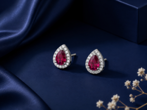 Ruby Teardrop Studs